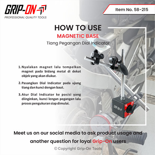 GRIP-ON MAGNETIC BASE TIANG PEGANGAN DIAL INDICATOR