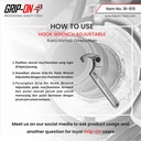 GRIP-ON HOOK WRENCH ADJUSTABLE KUNCI KOMSTIR FLEXIBLE 1 1/4 - 3 IN