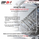 GRIP-ON PAKET DEEP SOCKET 1/2" EXTRA LONG SET 4 PCS - GRIP-ON SET MATA SOK EXTRA PANJANG 4 PCS UKURAN 8MM 10MM 12MM 14MM