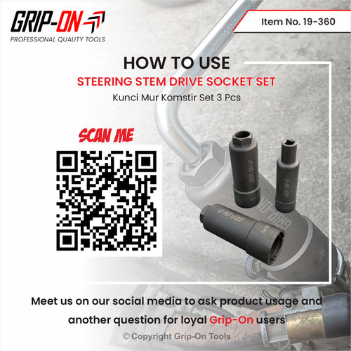 GRIP-ON STEERING STEM SETTING TOOL SET 3 PCS UNTUK MOTOR HONDA YAMAHA
