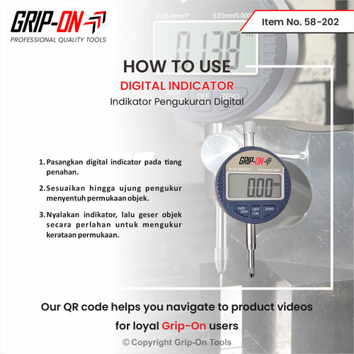 GRIP-ON DIAL INDICATOR ALAT UKUR DIGITAL PERMUKAAN 0.01-12.7 MM