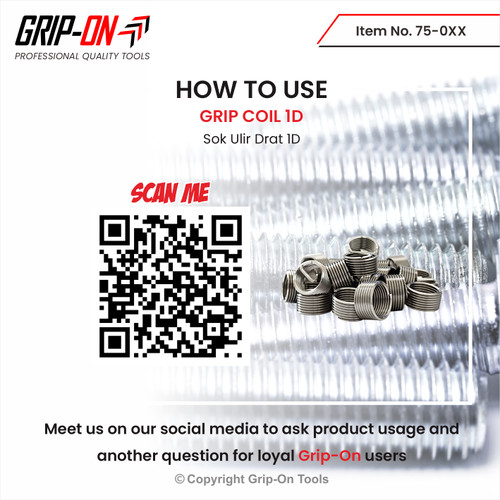 Grip-On Grip Coil Recoil M5-M14 1D Untuk Baut Mur Drat Rusak / Slek