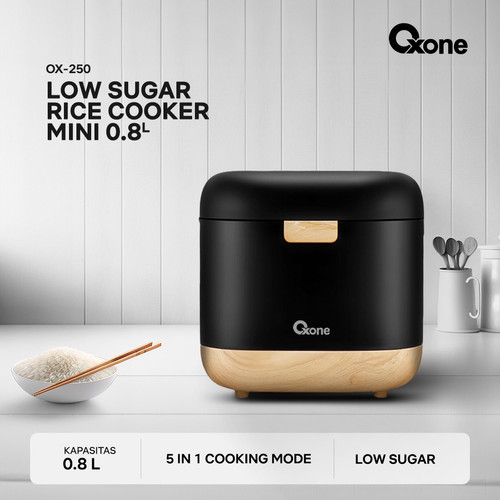 Oxone OX250 Low Sugar Rice Cooker Mini 0.8 Liter Penanak Nasi 5in1 - Putih