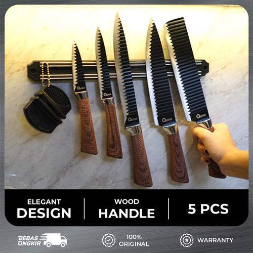 Oxone OX619 Knife Set with Sharpener & Magnet - BLACK