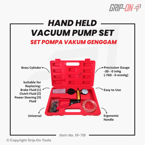 GRIP-ON HAND-HELD VACUUM PUMP SET POMPA VAKUM MANUAL 19-718