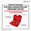 GRIP-ON 14-PC COOLING SYSTEM & RADIATOR CAP PRESSURE TESTER 14 PCS SET