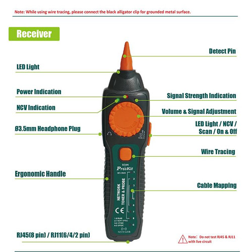 Proskit MT-7028 LAN Kabel Tester Network Toner line Probe Wire Tracke
