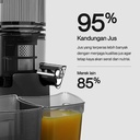Oxone OX874N Classic Slow Juicer - Slow Juicer Buah 95% Nutrisi Terjaga | Cold Press Juice | Zero Metal | 150W - Gray (Abu)