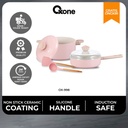Oxone OX998  Dome Ceramic Cookware Set 2 Ceramic + 2 Spatula - Rose