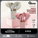 Oxone OX958 9pcs Silicone Kitchen Tools Spatula Kitchenware - Pink
