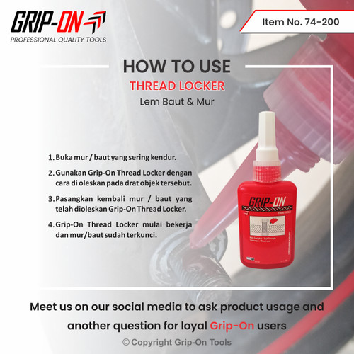 GRIP-ON LEM BAUT - THREAD LOCKER - THREADLOCKER LEM MUR SEKRUP GRIP ON