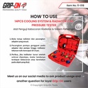 GRIP-ON 14-PC COOLING SYSTEM & RADIATOR CAP PRESSURE TESTER 14 PCS SET