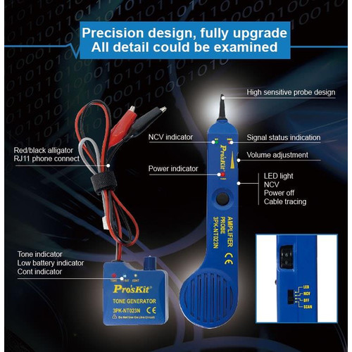 Proskit 3PK-NT023N Kabel LAN Tester Traker Tone And Probe Kit Original