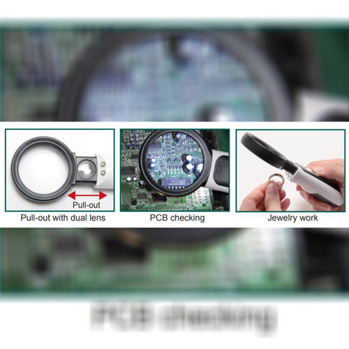 Kaca Pembesar Proskit MA-023 3.5 / 20X Handheld LED Light Magnifier