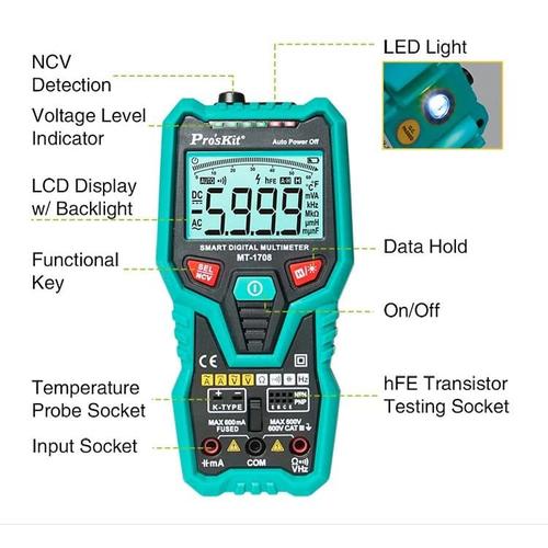 MULTITESTER SMART DIGITAL PRO'SKIT MT-1708 3-5/6 - Proskit Multitester