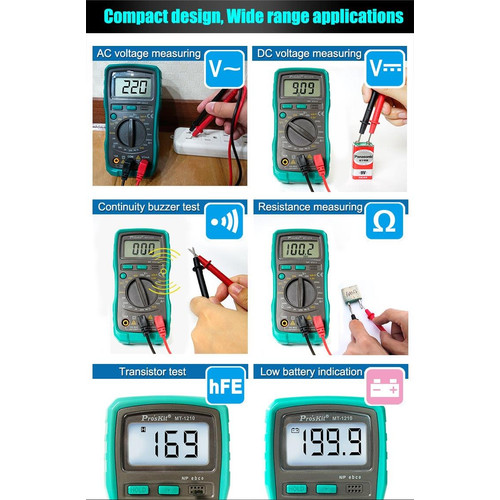 Proskit Multitester Digital Portable Transistor Test PRO'SKIT MT-1210