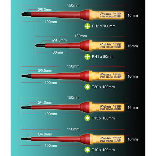 Proskit SD-V861 13 IN 1 Obeng Listrik VDE 1000V Insulation Screwdriver