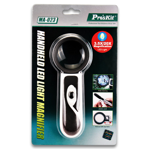 Kaca Pembesar Proskit MA-023 3.5 / 20X Handheld LED Light Magnifier