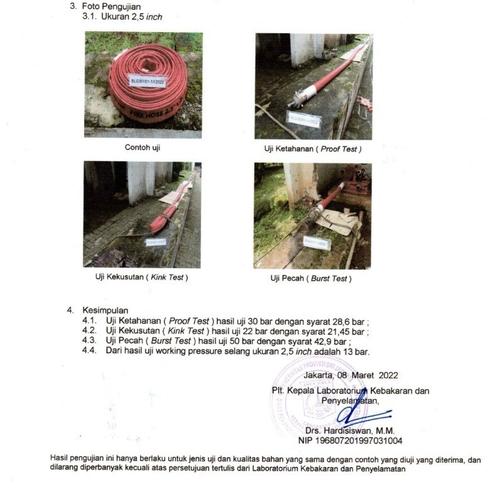 Fire Hose Canvas EPDM Tonata / Selang Pemadam 2.5" x 30m / 30 m