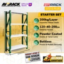RAK GUDANG BESI GT RACK GT212 PLUS – WAREHOUSE RACK 200KG TINGGI 4 SUSUN 2 METER LEBAR 40CM PANJANG 1.2M - STARTER