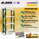RAK GUDANG BESI GT RACK GT210 PLUS – WAREHOUSE RACK 200KG TINGGI 4 SUSUN 2 METER LEBAR 40CM PANJANG 1M - STARTER