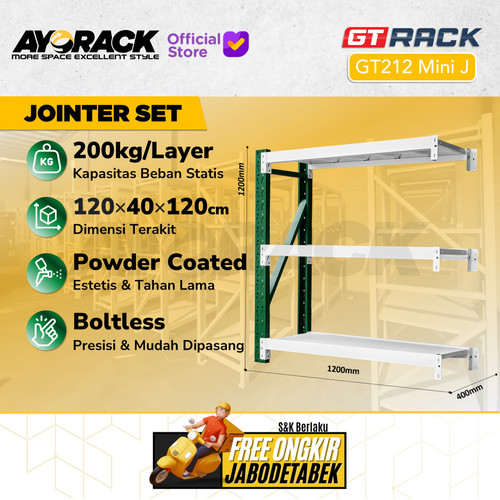 RAK GUDANG BESI GT RACK GT212 MINI – WAREHOUSE RACK 200KG TINGGI 3 SUSUN 1.2 METER LEBAR 40CM PANJANG 1.2M - STARTER