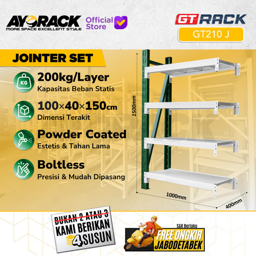 RAK GUDANG BESI GT RACK GT210 – WAREHOUSE RACK 200KG TINGGI 4 SUSUN 1.5 METER LEBAR 40CM PANJANG 1M - STARTER