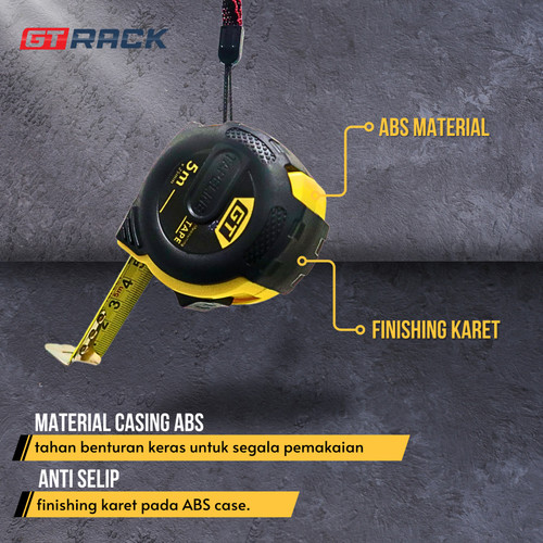 GT RACK TAPE MEASURE 5 METER - METERAN KARET GTM525 ABS PEGAS ELASTIS - 5 M x 25 MM