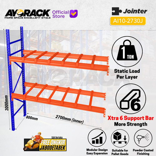 RAK PALET 1 TON AYORACK AI10-2730S W12 3 METER - RACK PALLET PANJANG 270CM - HEAVY DUTY PALLET RACKING LEBAR 120CM - STARTER