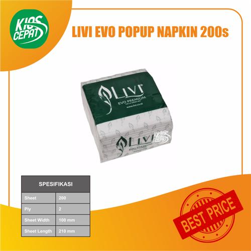 Tissue LIVI EVO PREMIUM POP UP NAPKIN 200s (Tisu Meja Makan)