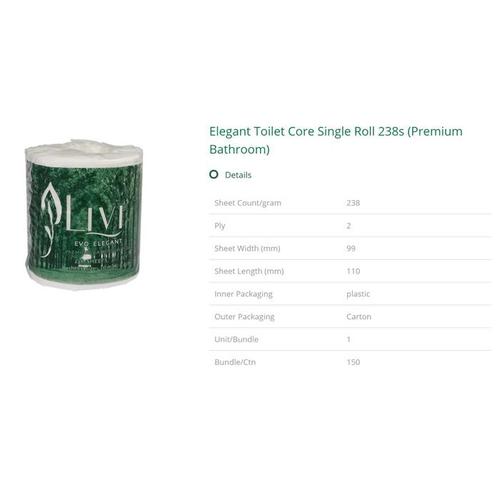 Tissue LIVI EVO Elegant Toilet Roll 238s (Premium Bathroom)