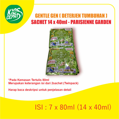 Deterjen Cair GENTLE GEN ( Deterjen Tumbuhan ) Kemasan (12 + 2) SACHET - French Peony