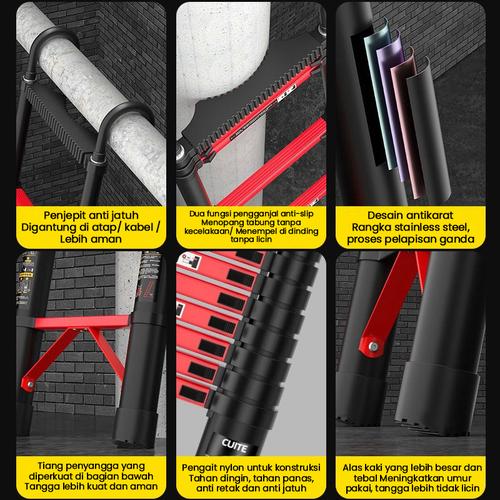 Tangga Teleskopik Multifungsi  5.1M Telescopic Ladder Tangga lipat stainless steel Portabel Tangga Lipat - 2.7M-Tangga Lurus