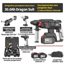 NANWEI Bor Bobok Baterai Cordless Rotary Hammer/Bor Beton Mpact Wrench/Mesin Gerinda Tangan 4 dalam 1 set alat - hitam