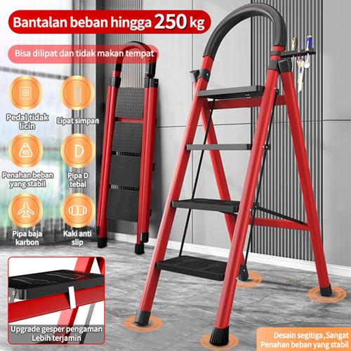 Tangga rumah 6 step kuat dan kokoh /Baja Karbon Tebal Anti Licin Pegangan Tangan Tangga Bisa Dilepas / 6 Step Tangga Lipat Multifungsi - tangga baja karbon 3