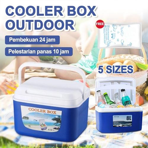 5L , 8L , 13L , 26L , 28L , Plastik Pendingin Tahan Dingin Simpan Kotak Beku Tetap Segar Wadah Serba Guna Cooler Box Outdoor - 5 Ltr