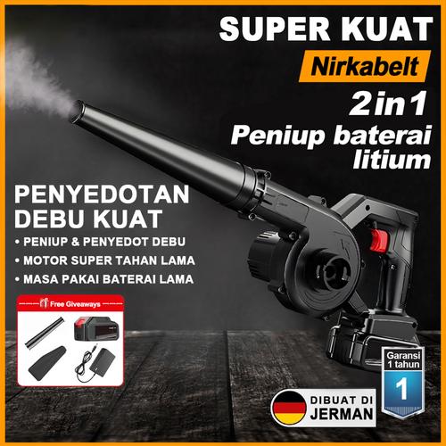 Kapal Cepat 21V Blower Mesin Blower Tangan Baterai Cordless   Blower Angin  Pengering - Black+2Bateri+2in1