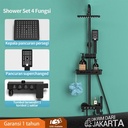 Shower dengan tombol emas hitam/set shower lengkap kamar mandi rumah /shower persegi kecil hitam canggih - 4 tombol（instock）