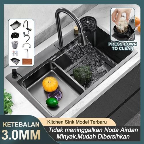 Bak Cuci Piring Hitam/Kitchen Sink Stainless Luxury Black Besar - 6845hitam