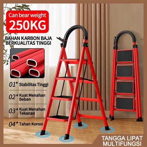 Household Ladder 3/4/ Step Household Steel Ladder/ Baja Karbon Tebal Anti Licin Pegangan Tangan Tangga Bisa Dilepas - tangga baja karbon 3