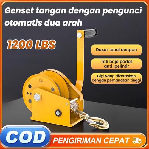 Hand Winch 1200 Pon / Pengunci Otomatis Dua Arah / Mesin Penggulung Manual / Alat Pengangkat dan Penurun Beban / Hand Winch Berkualitas Tinggi - 1200LBS 5M