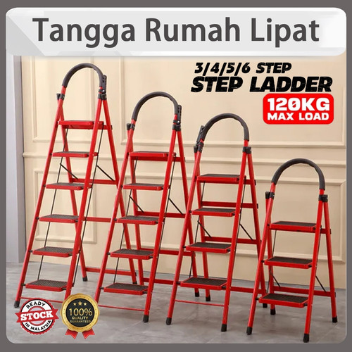 Tangga Rumah Lipat Tangga Besi Lipat 2/3/4/5/6 Langkah Household Steel Ladder - 3 Step