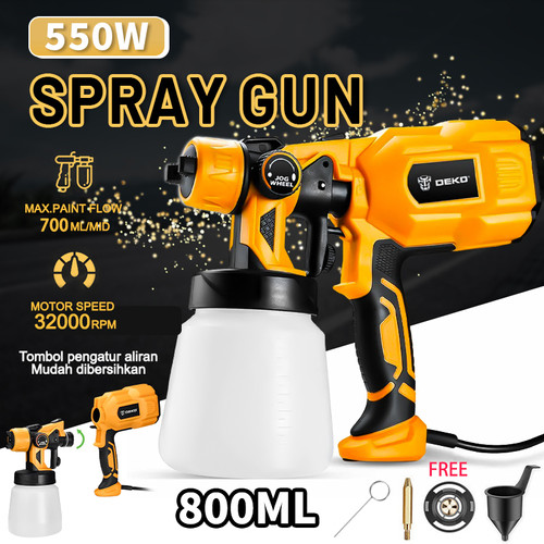 Alat Cat Semprot Listrik 550W dengan Kapasitas Kontainer 800mL - Plastik, Biru - Merah 550W