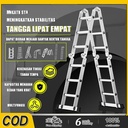 Tangga Lipat Aluminium Teleskopik 3.7m/4.7m/5.8m meter Tangga Aluminium Lipat Empat Tangga Lipat Multifungsi - 3.7m (no wheel)