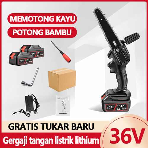 Gergaji Listrik Rantai Elektrik Mini Portable 24 volt Gergaji - 24V 4 inci, dua baterai
