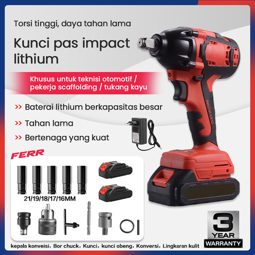 24V kunci pas dampak Kunci Pas Baterai Lithium Tanpa Kabel kunci pas listrik bor baterai bor listrik  listrik apr impact - 21V 1 Baterai