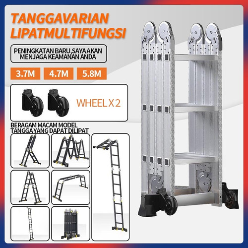 Tangga aluminium lipat multi-fungsi ukuran 4,7 meter - 5.8m (no wheel)