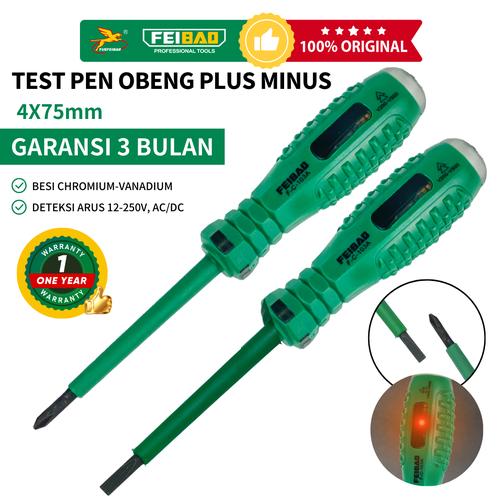 YUEFEIBAO Feibao TestPen / Tespen / Test pen / Obeng Kepala Plus & Minus / Gagang Karet / Besi CR-V / F48-103 - Plus (+)