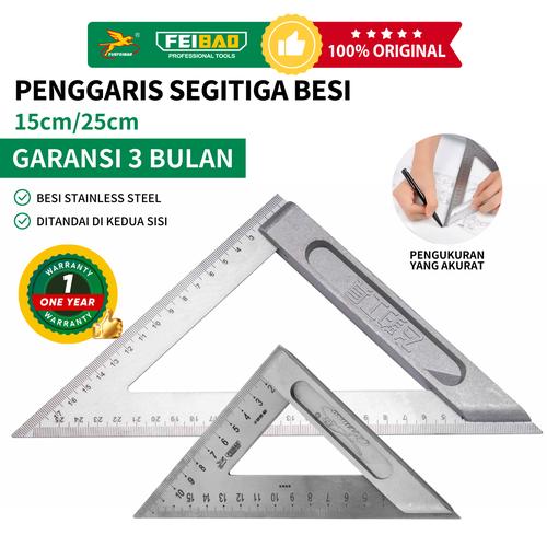 YUEFEIBAO Feibao Penggaris Segitiga Siku Besi 150 - 200mm / Steel Triangle Ruler / Penggaris Siku Tukang / F42-3091 - 150mm / 15cm