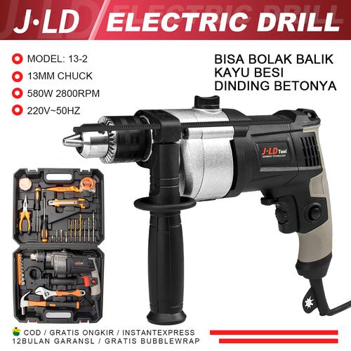 JLD Bor Listrik Variable Speed impact drill 13mm Mesin Bor Kayu Bor Tangan Bolak Balik Electric Drill Bor Beton Kayu Besi Tembok Bor Listrik Impact 13-2 - 13-2-1010